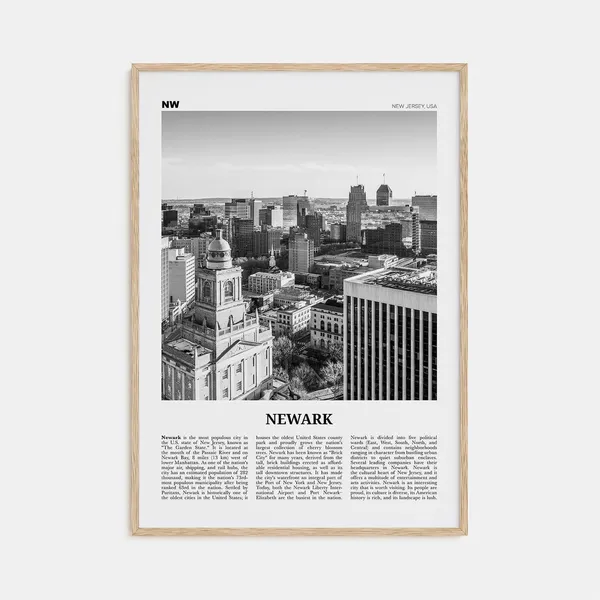 Newark Black and White Travel Poster, New Jersey