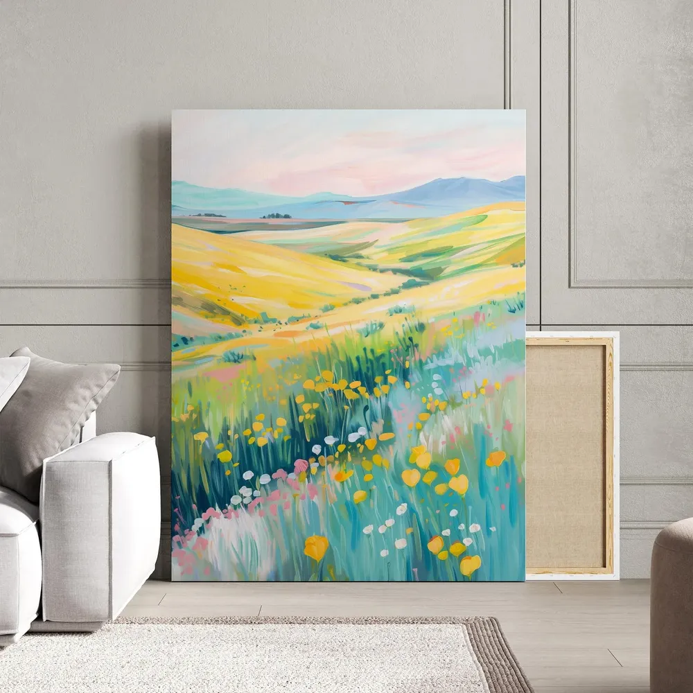Wildflowers Landscape Painting, Colorful Landscape Art Print - Image 3