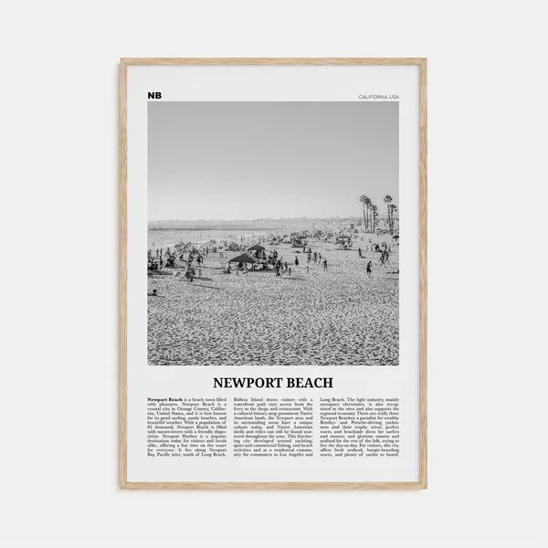 Newport Beach Black and White Travel Poster