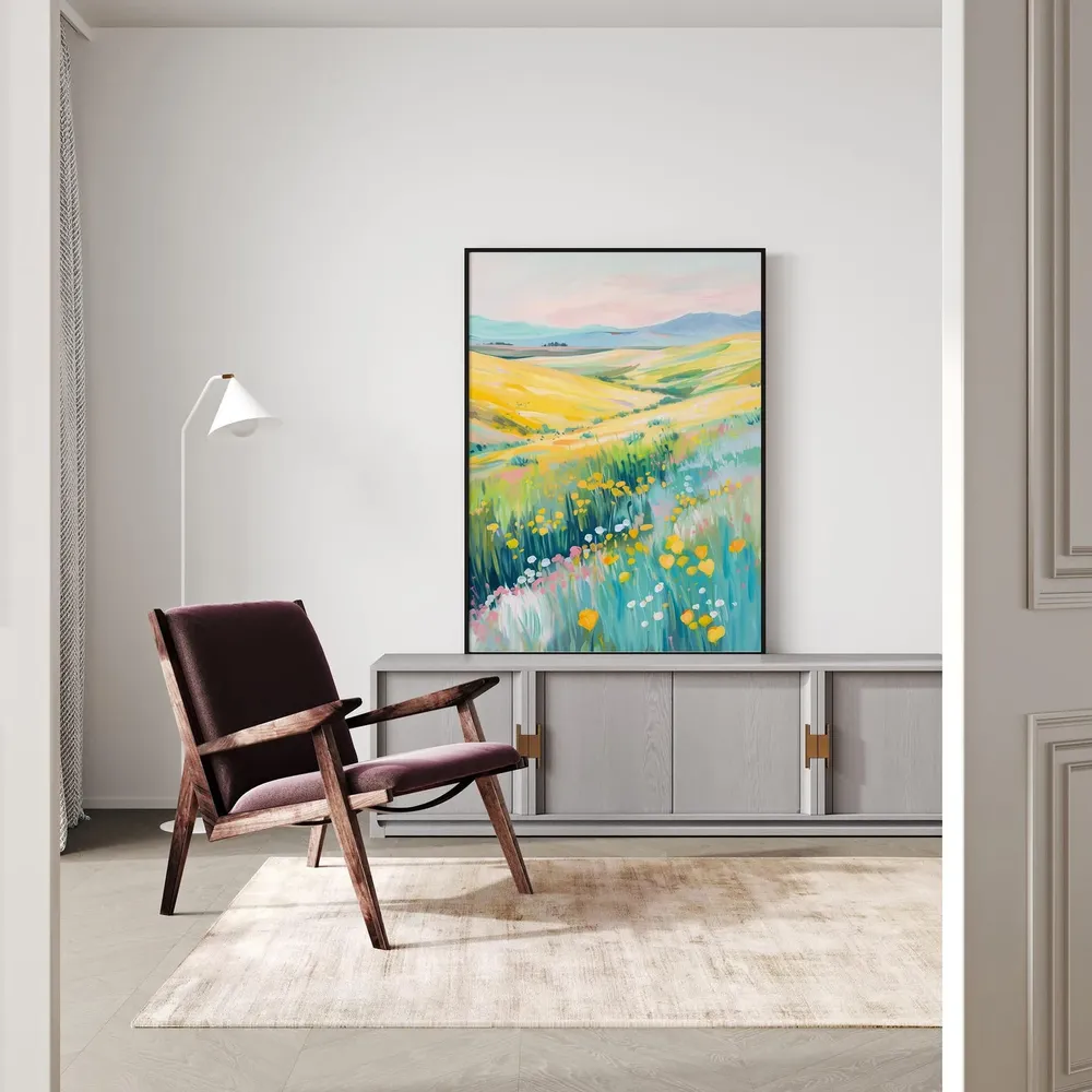 Wildflowers Landscape Painting, Colorful Landscape Art Print - Image 2