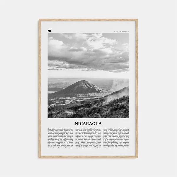 Nicaragua Black-and-White Travel Poster, Managua