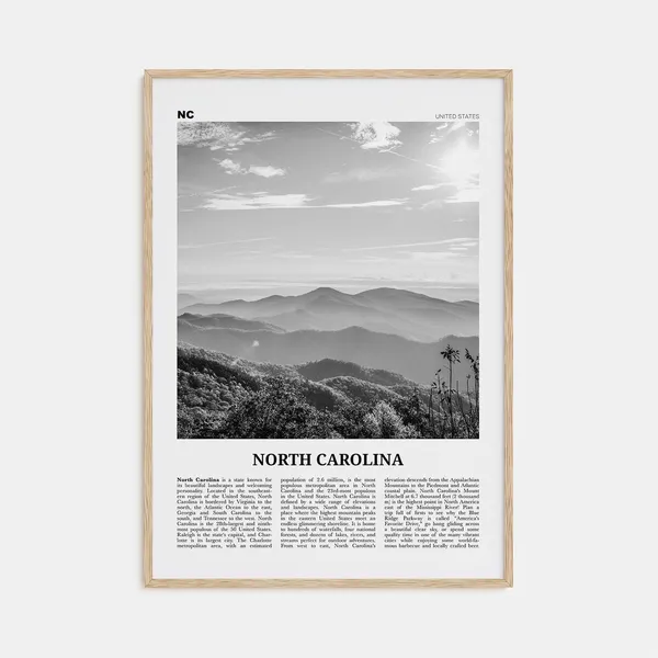 North Carolina Black-and-White Travel Poster Print