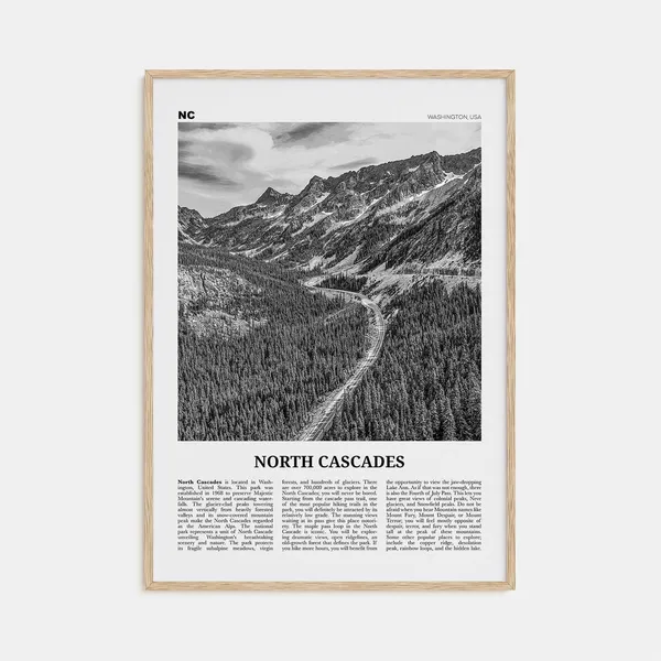 North Cascades National Park, Black and White Travel Poster