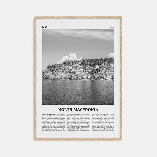 North Macedonia Black and White Travel Poster, Skopje