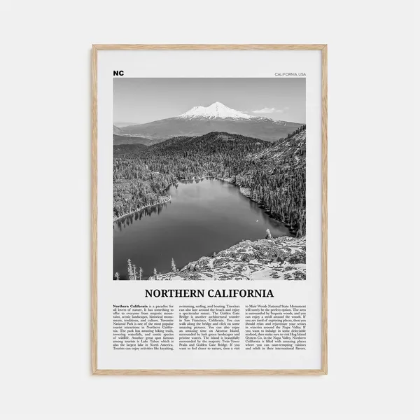 Northern California Black and White Travel Poster