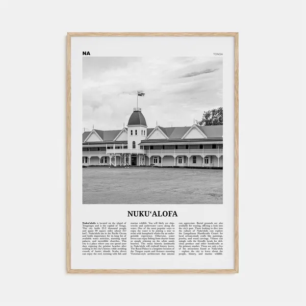 Nukualofa Black and White Map Poster, Tonga Travel