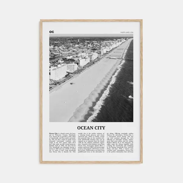 Ocean City, Maryland Black and White Travel Poster