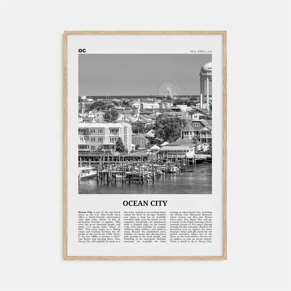 Ocean City, New Jersey Black and White Travel Poster