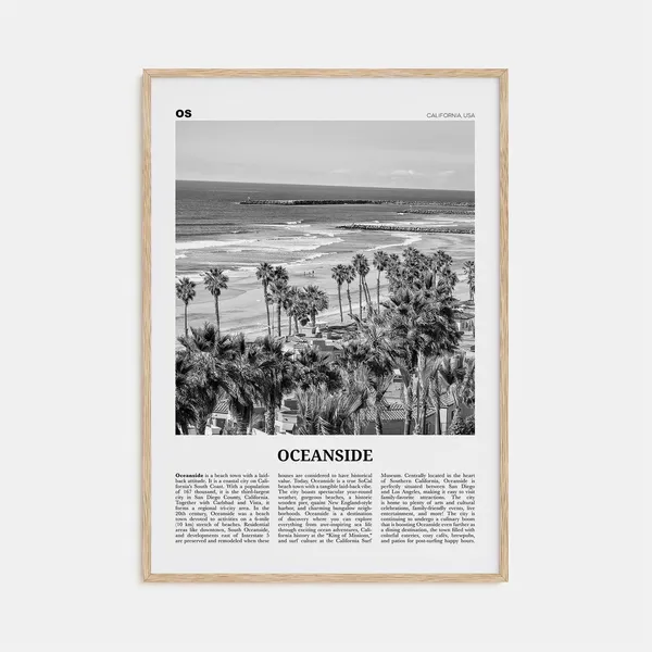 Oceanside Black and White Travel Poster, California