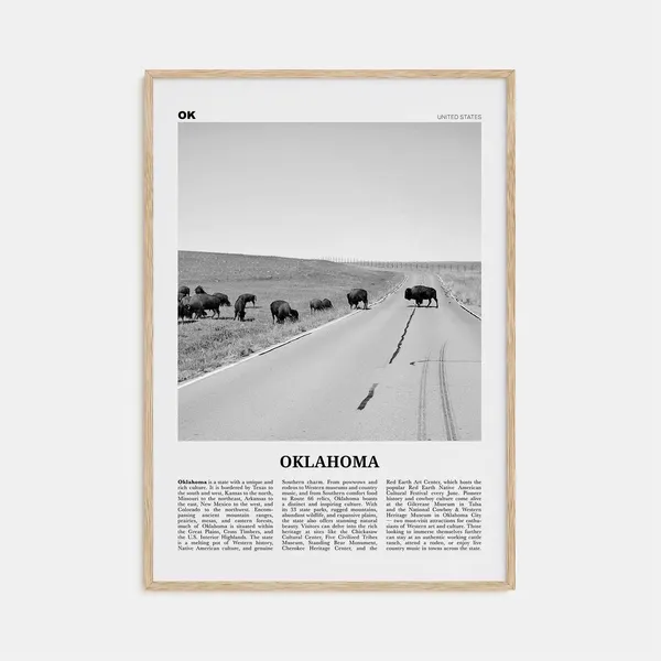 Oklahoma Black and White Travel Poster, United States