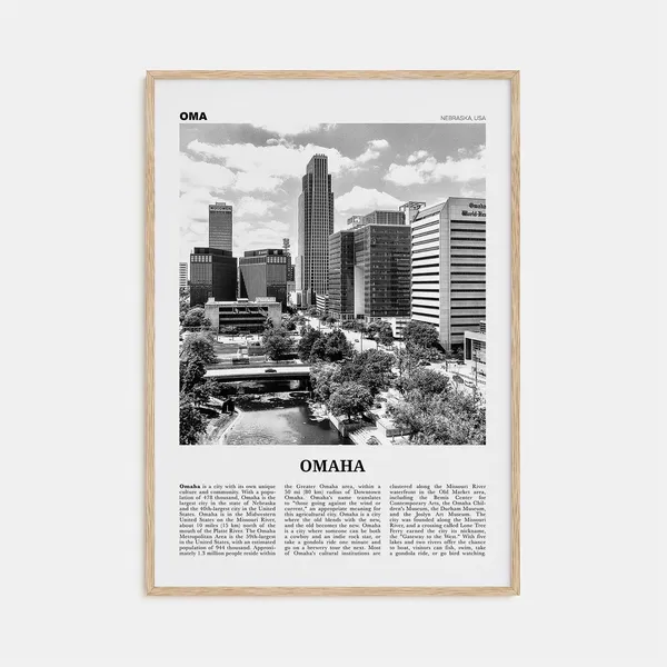 Omaha Black and White Travel Poster Print