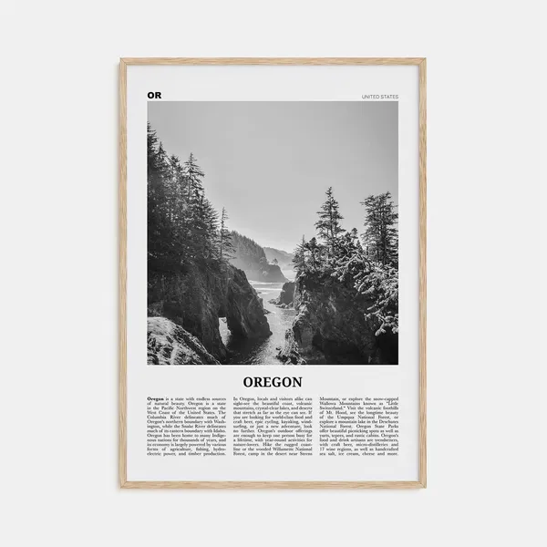 Oregon Black and White Travel Poster, Wall Art