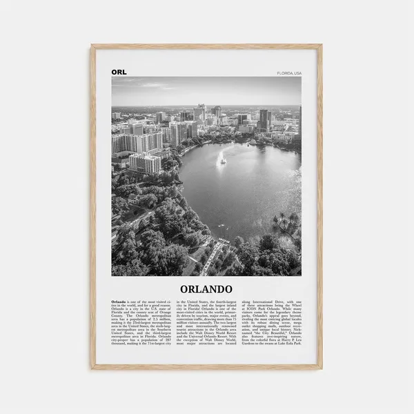 Orlando Black and White Florida Travel Poster Print