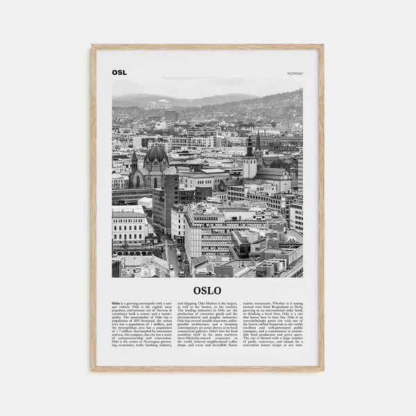 Oslo Black and White No. 2 Travel Poster, Norway