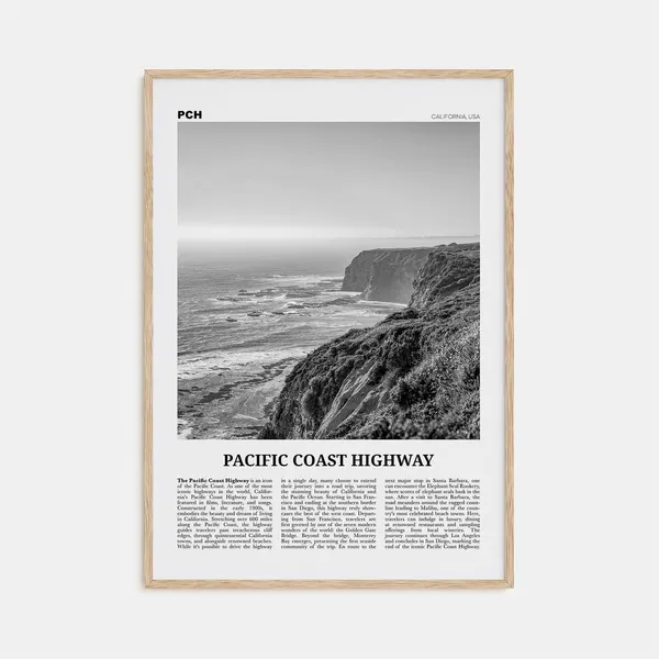 Pacific Coast Highway No. 1 Black And White Art Print