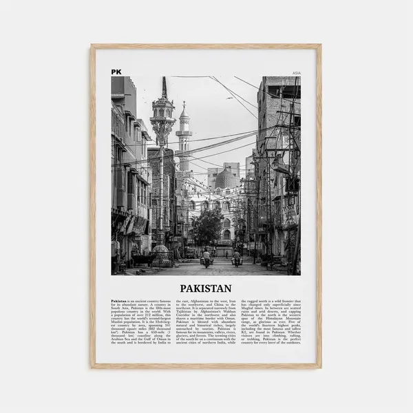 Pakistan Black and White Travel Poster, Asia