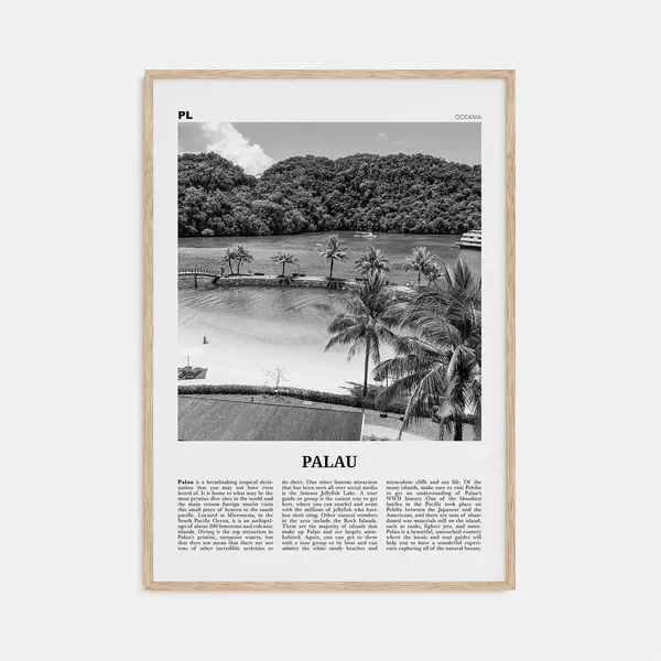 Palau Black and White Travel Poster, Oceania Ngerulmud