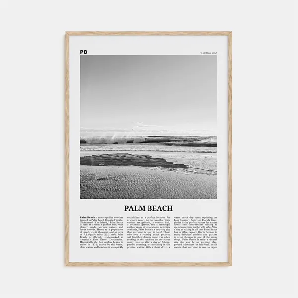 Palm Beach Black and White Travel Poster, Florida