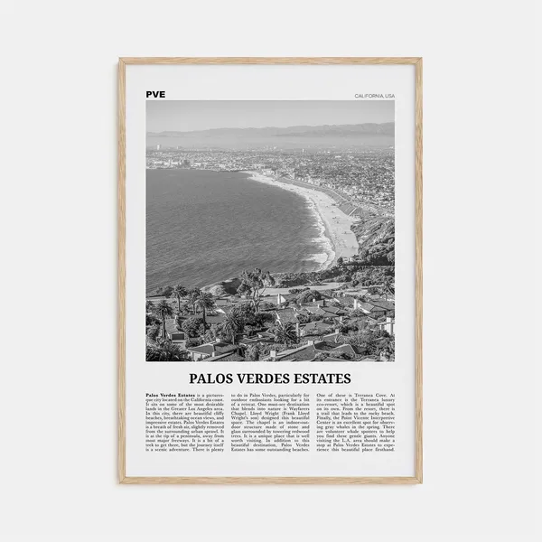 Palos Verdes Estates Black and White Travel Poster
