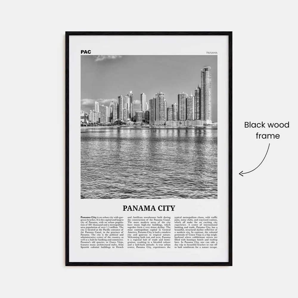 Panama City Black and White Travel Poster, Panama - Image 3