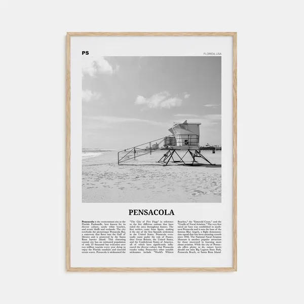 Pensacola Black And White Florida Travel Poster