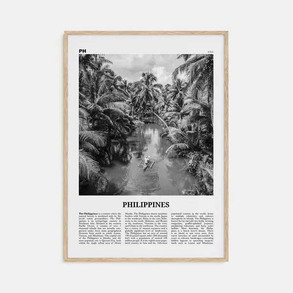 Philippines Black and White Travel Poster, Manila