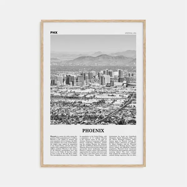 Phoenix, Arizona Black and White No. 1 Travel Poster