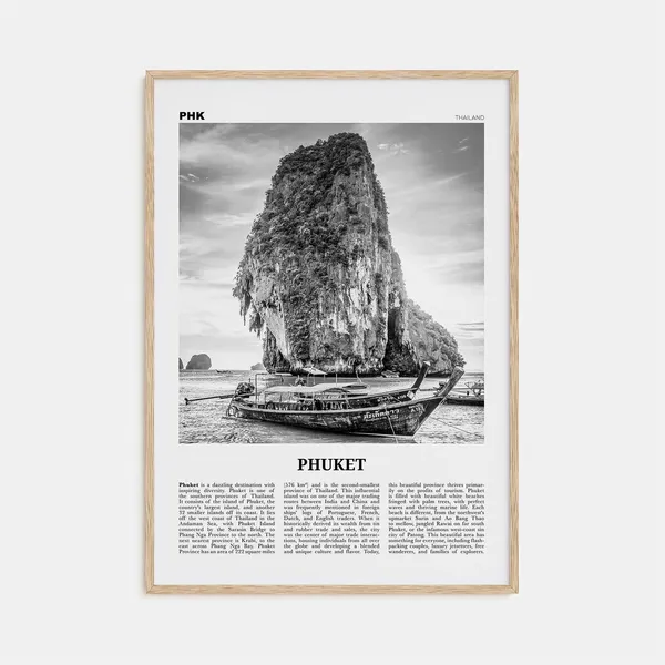 Phuket Black and White Travel Poster, Thailand