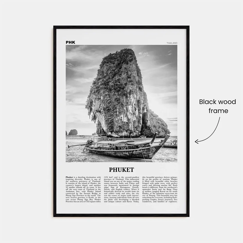 Phuket Black and White Travel Poster, Thailand - Image 3