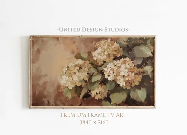 Fall Flowers Autumn Hydrangea, Farmhouse Art Print
