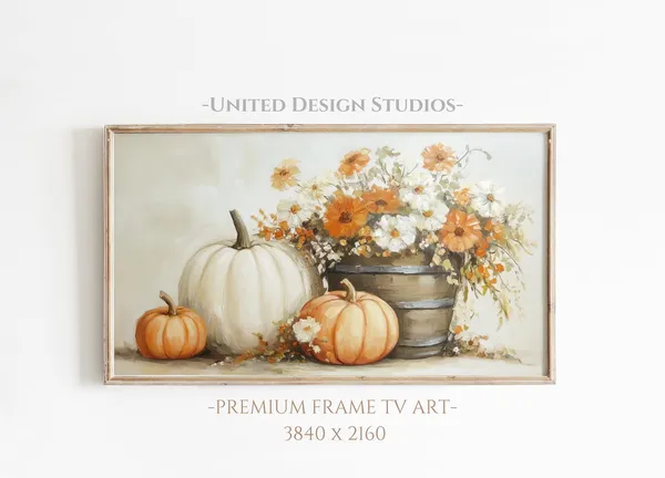 Fall Pumpkins Painting, Autumn Farmhouse Art Print
