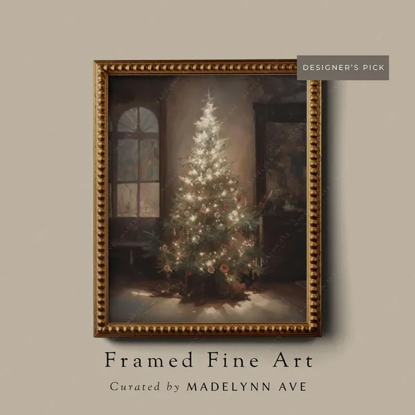 Vintage Christmas Tree Art Print, Winter Holiday
