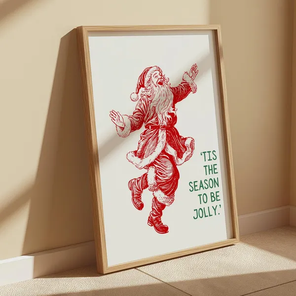 Vintage Santa Claus Christmas Poster, Holiday Decor