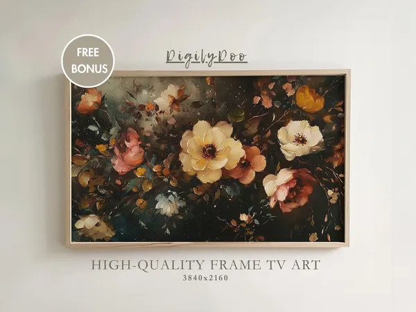 Fall Floral Vintage Autumn Flowers Wall Art Print
