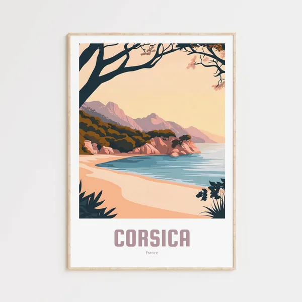 Corsica Vintage Travel Poster, France Travel Poster