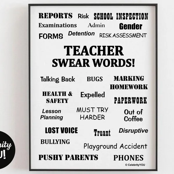 Teacher Swear Words Humor Home Office Wall Art Print