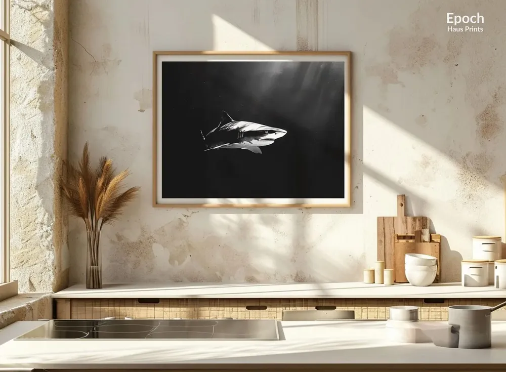 Tiger Sharks in Hawaii, Black and White Art Print - Image 2