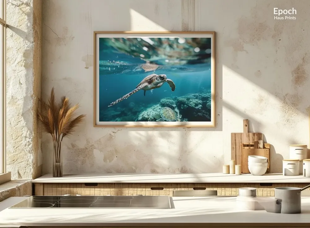 Turtle Swimming In Coral Reef - Hawaii - Image 2