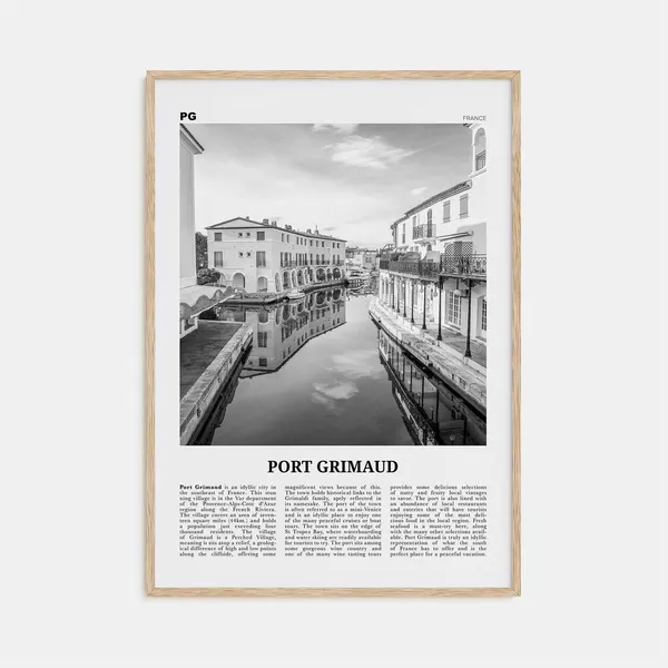 Port Grimaud Black and White Travel Poster, France