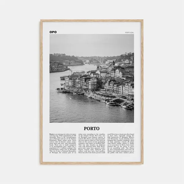 Porto Black and White Travel Poster, Portugal