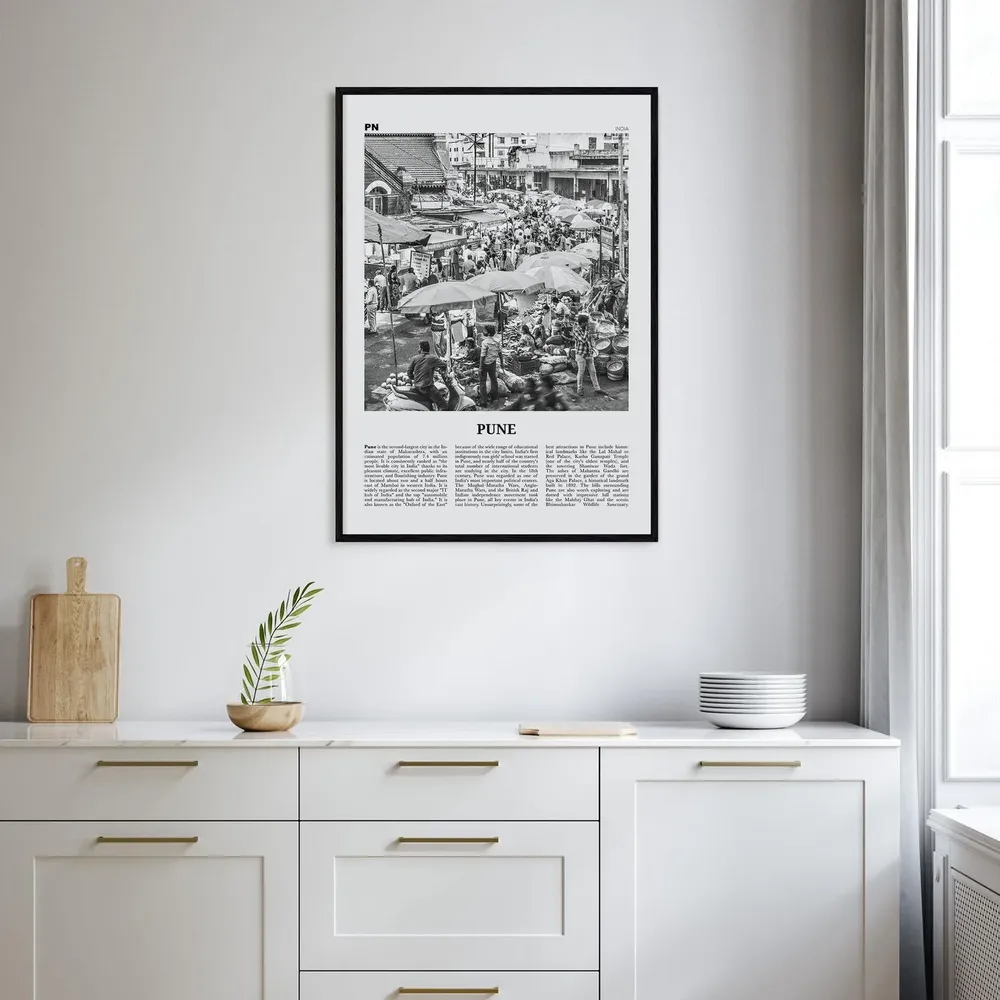 Pune Black and White Travel Poster, Poona India - Image 2