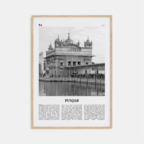 Punjab Black and White Travel Poster, India Wall Art