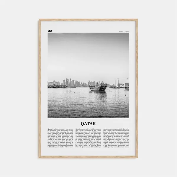 Qatar Black And White Travel Poster, Doha, Middle East