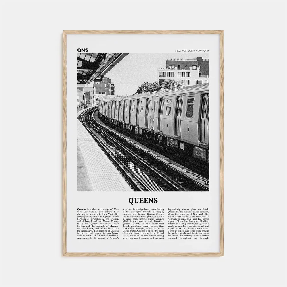 Queens, New York Black And White Travel Poster