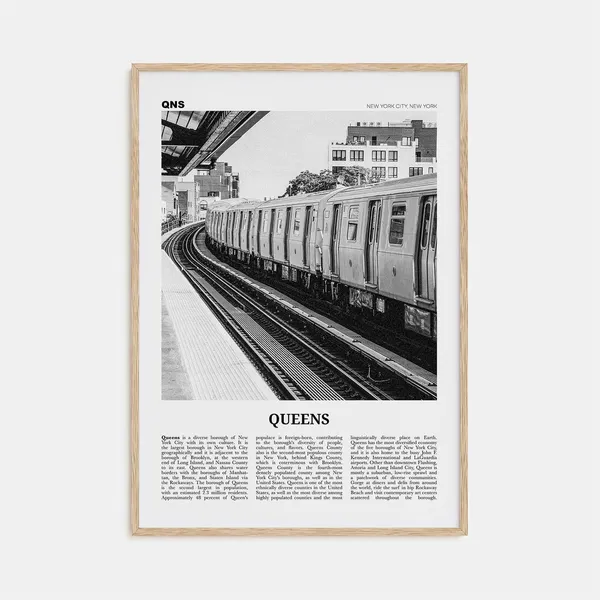 Queens, New York Black And White Travel Poster