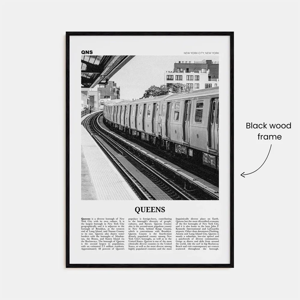 Queens, New York Black And White Travel Poster - Image 3