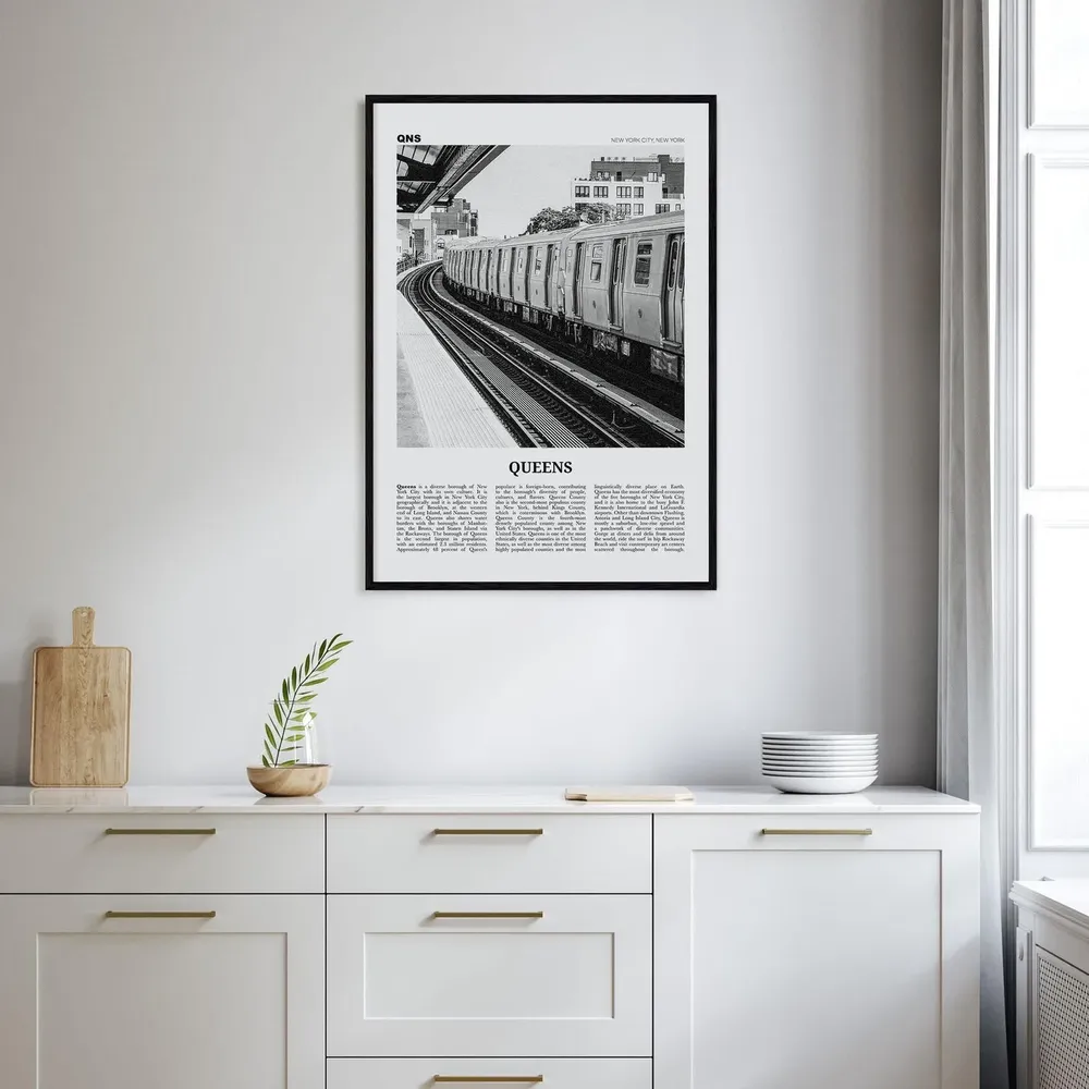 Queens, New York Black And White Travel Poster - Image 2