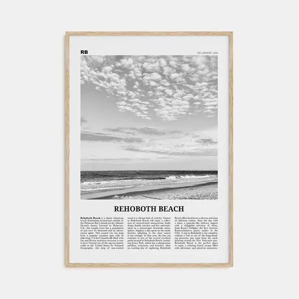 Rehoboth Beach Black-and-White Delaware Travel Poster