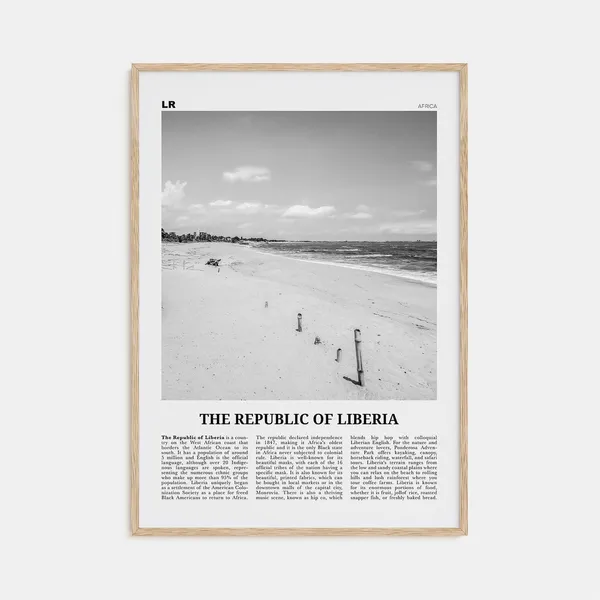 Republic Of Liberia Black And White Poster Print