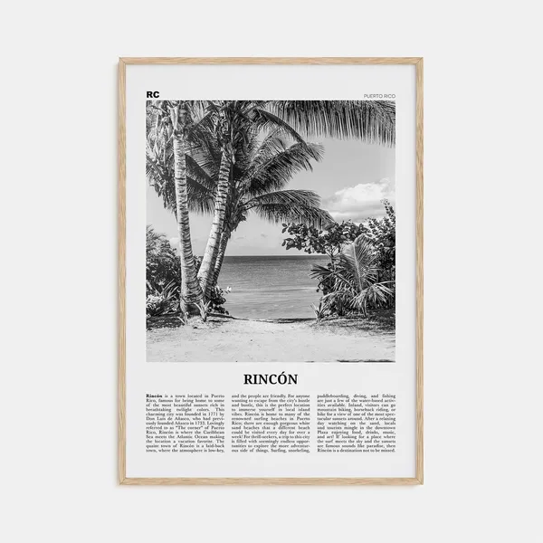 Rincon Black And White Poster, Puerto Rico Caribbean